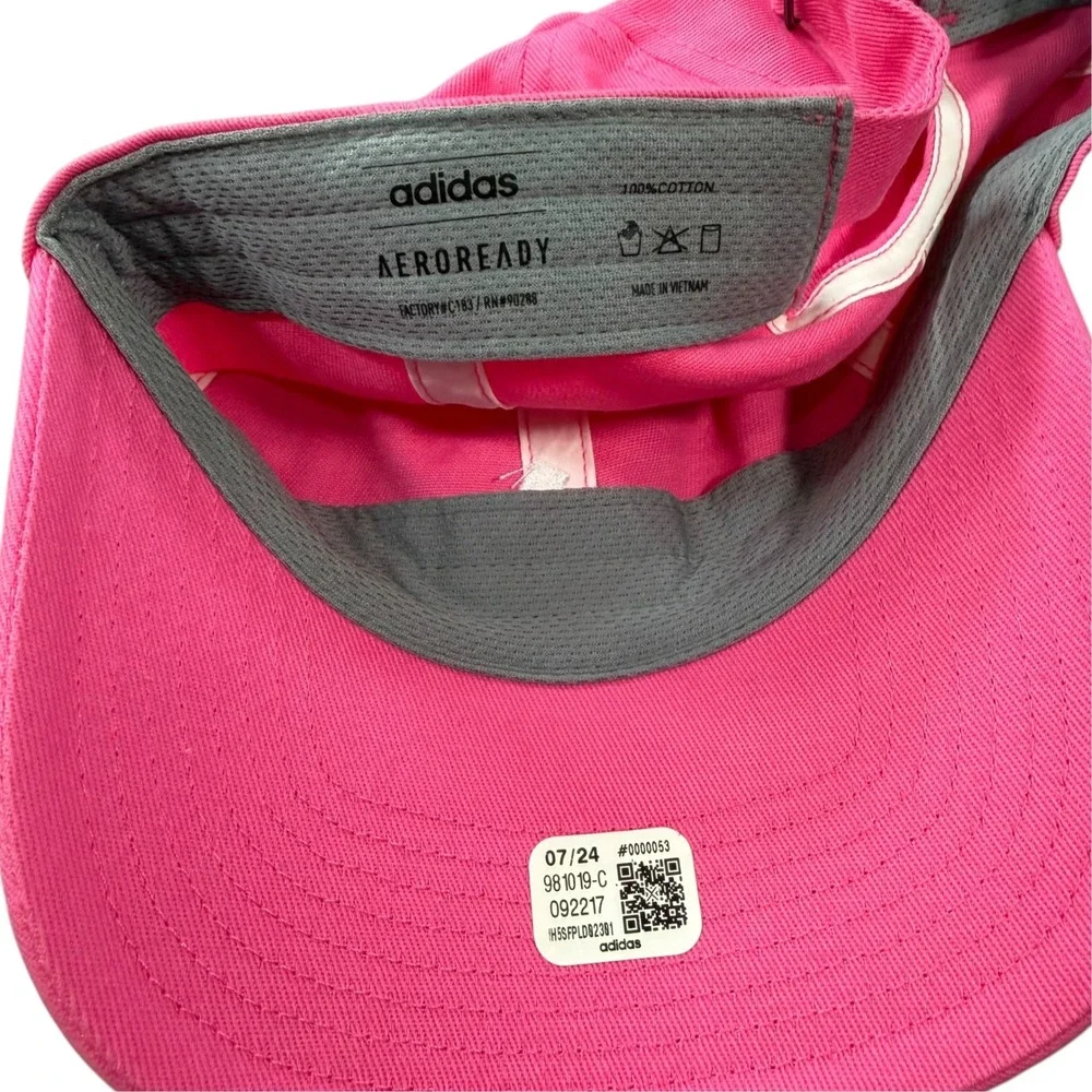 Adidas Girls Aeroready Pink Embroidered Logo Adjustable Hat Cap Size Youth